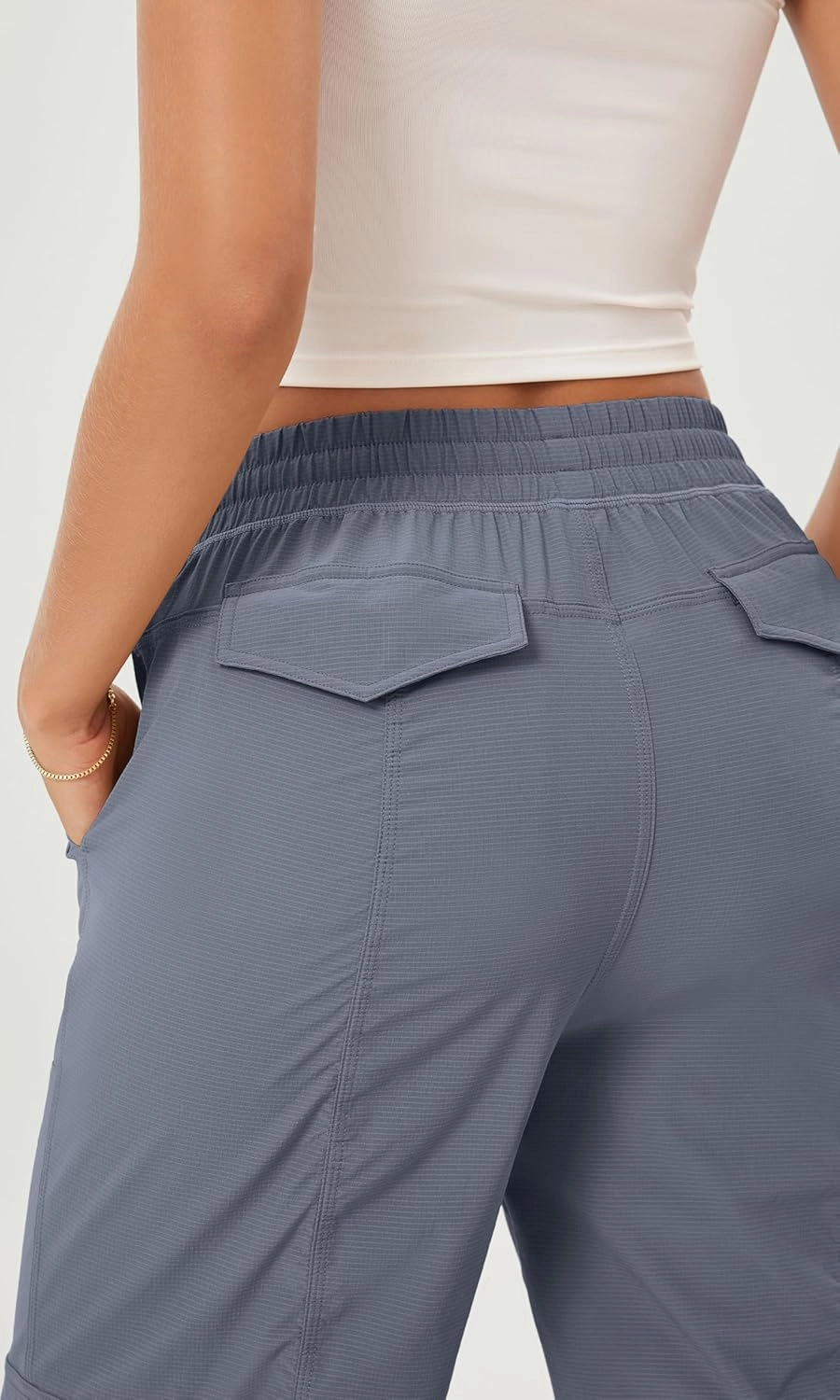 ODODOS Stretch Woven Relaxed Cargo Pants for Women Cinchable Hems Lightweight Casual Sweatpants with Pockets