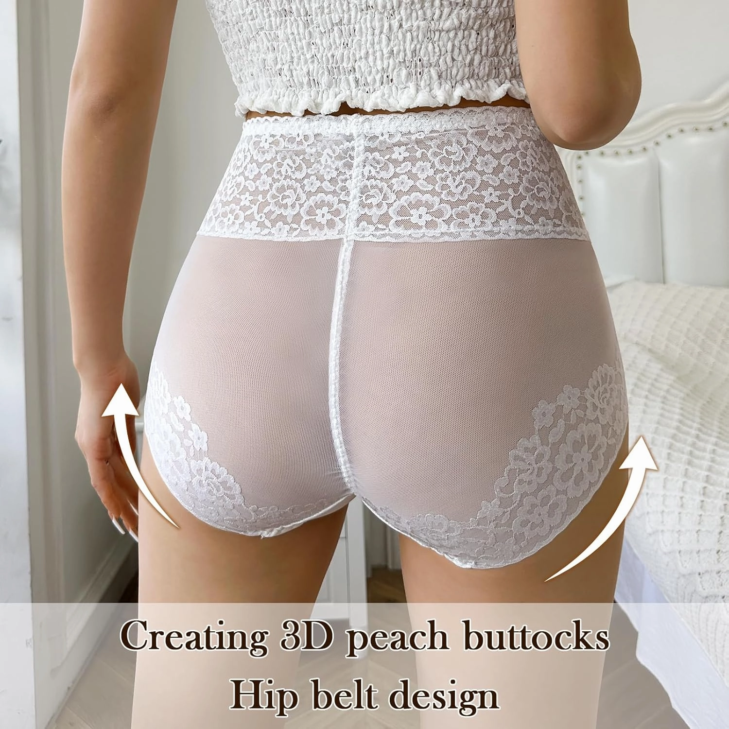 OLIKEME Women High Waisted Lace Underwear Tummy Control Panties Sexy Stretch Full Coverage Briefs