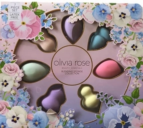 Olivia Rose Makeup Sponge Blender Gift Set, 7-Pieces Beauty Blender Multi-Colored Makeup Sponges Set Spring