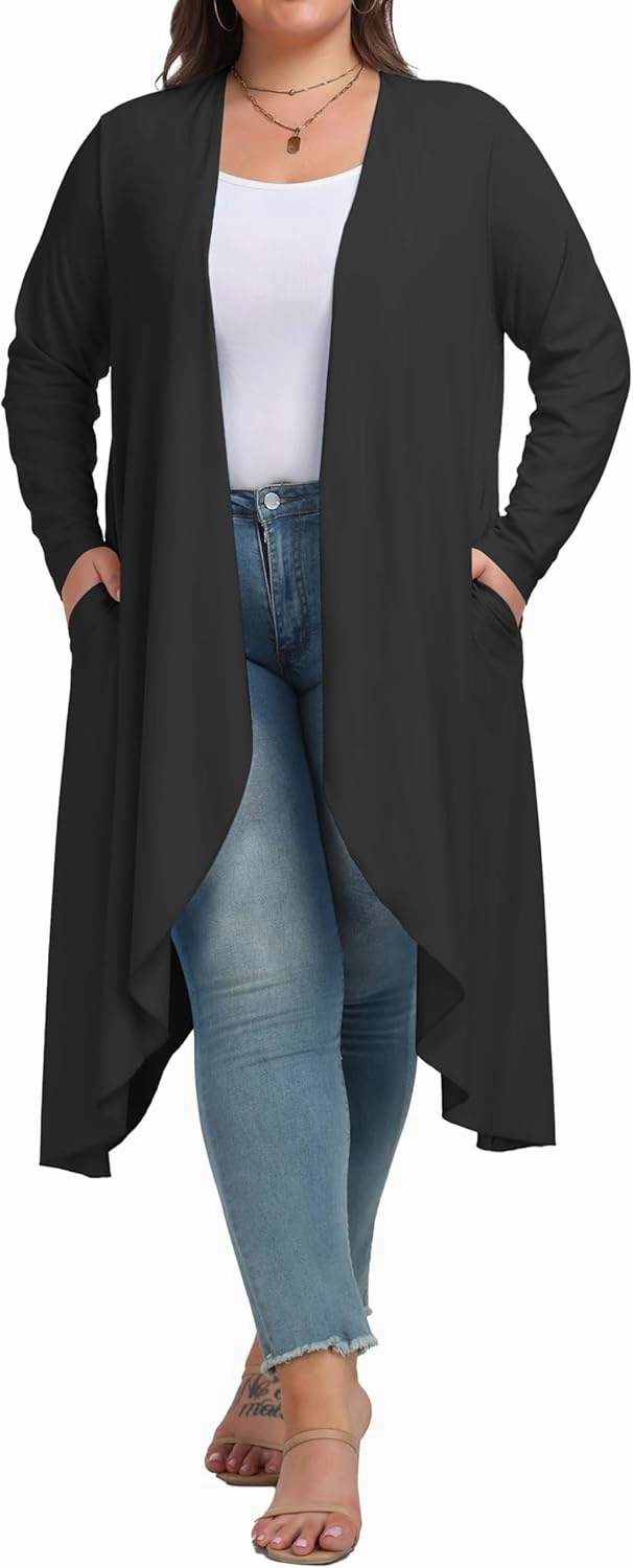 OLRIK Plus Size Cardigan for Women Trendy Lightweight Fall Clothes Long Duster Cardigans for Women with Pockets
