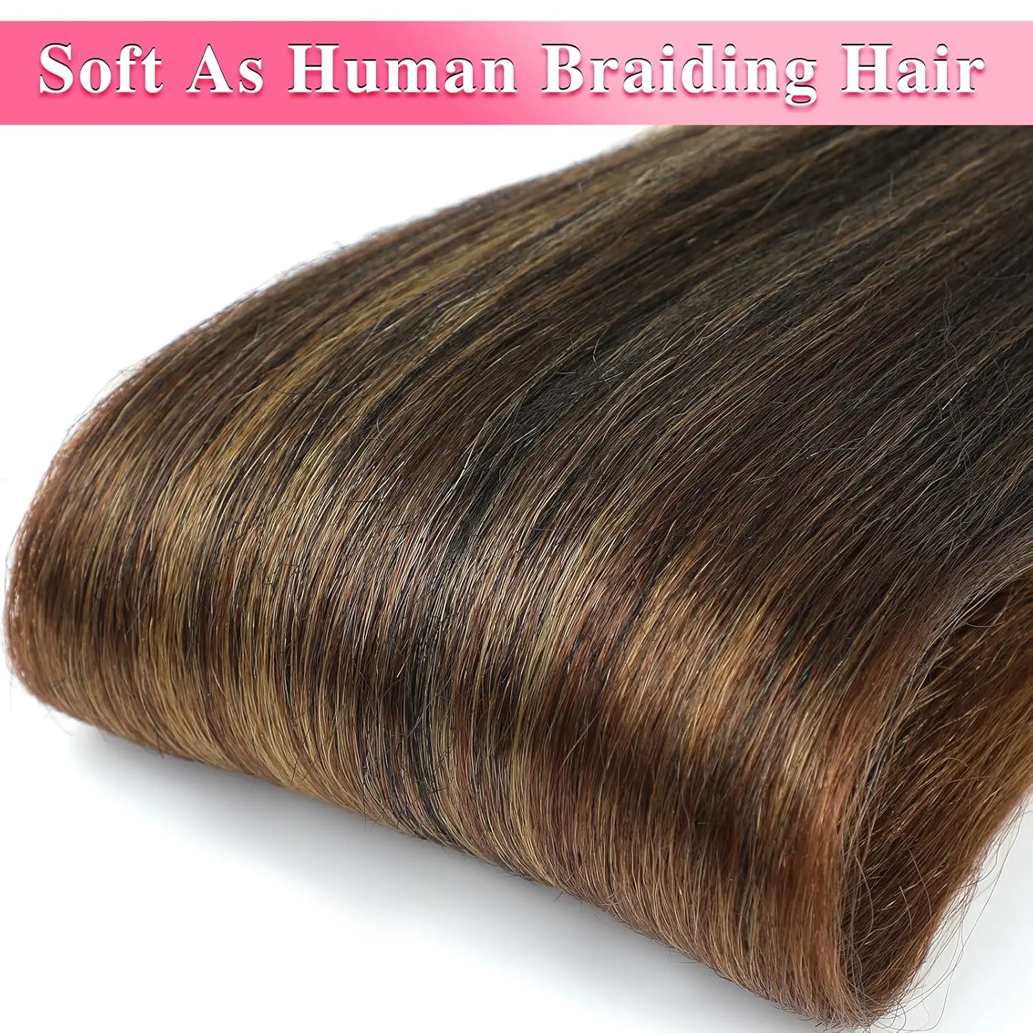 Ombre Braiding Hair Pre Stretched 32 Inch 6 Packs Long Braid Hair Prestretched Hair for Braiding Yaki Straight Crochet Braids Hot Water Set Synthetic Extensions(1B/30/27, 6 Packs, 32 Inch)