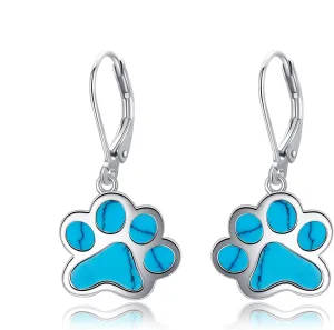 ONEFINITY Paw Print Earrings Sterling Silver Paw Drop Dangle Earrings Dog Cat Pet Paw Jewelry for Women Gifts