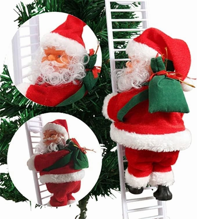 OneStoreIndia Handcrafted Christmas Musical Santa Claus Climbing Ladder with Jingle Bell Music for Kids and for Decoration