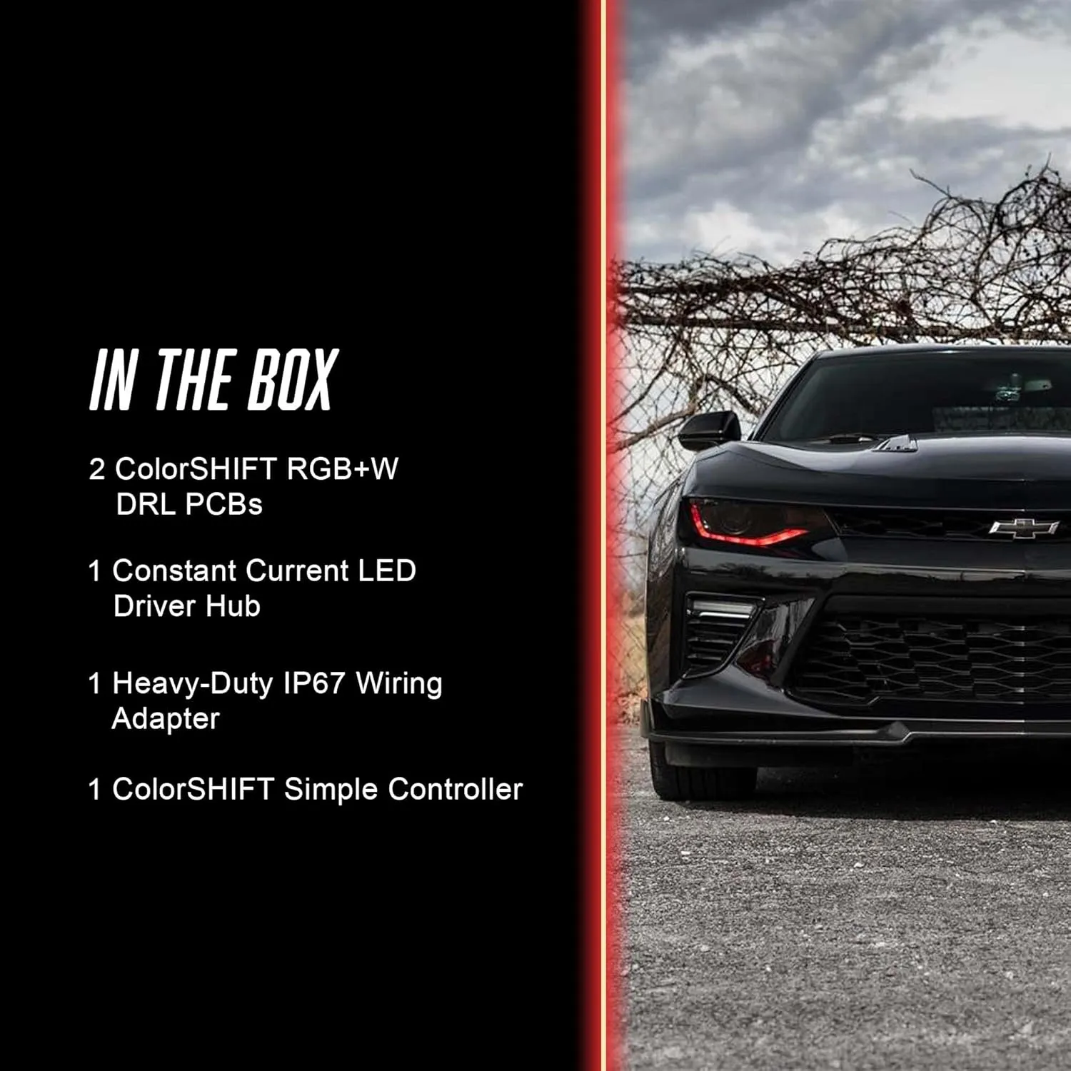 ORACLE LIGHTING ColorSHIFT RGB W Headlight DRL Upgrade Kit | '16 – '18 Chevy Camaro, 1 Pair with Simple Controller, Part # 1345-504