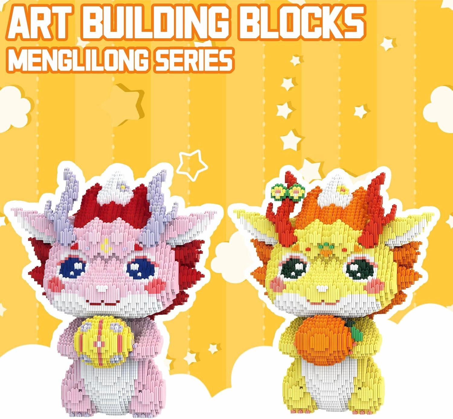 Orange Dragon Animal Mirco Building Block Sets Large Toys Kits Gift for Adults and Kids 8100 Pieces
