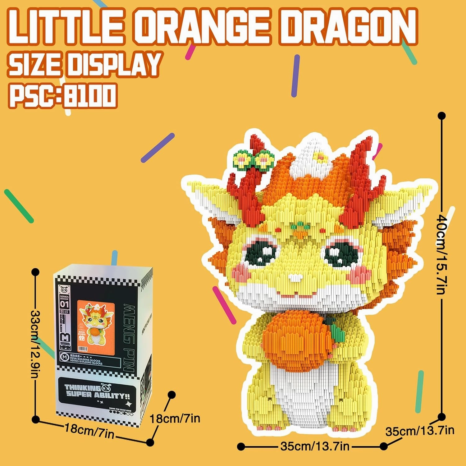 Orange Dragon Animal Mirco Building Block Sets Large Toys Kits Gift for Adults and Kids 8100 Pieces