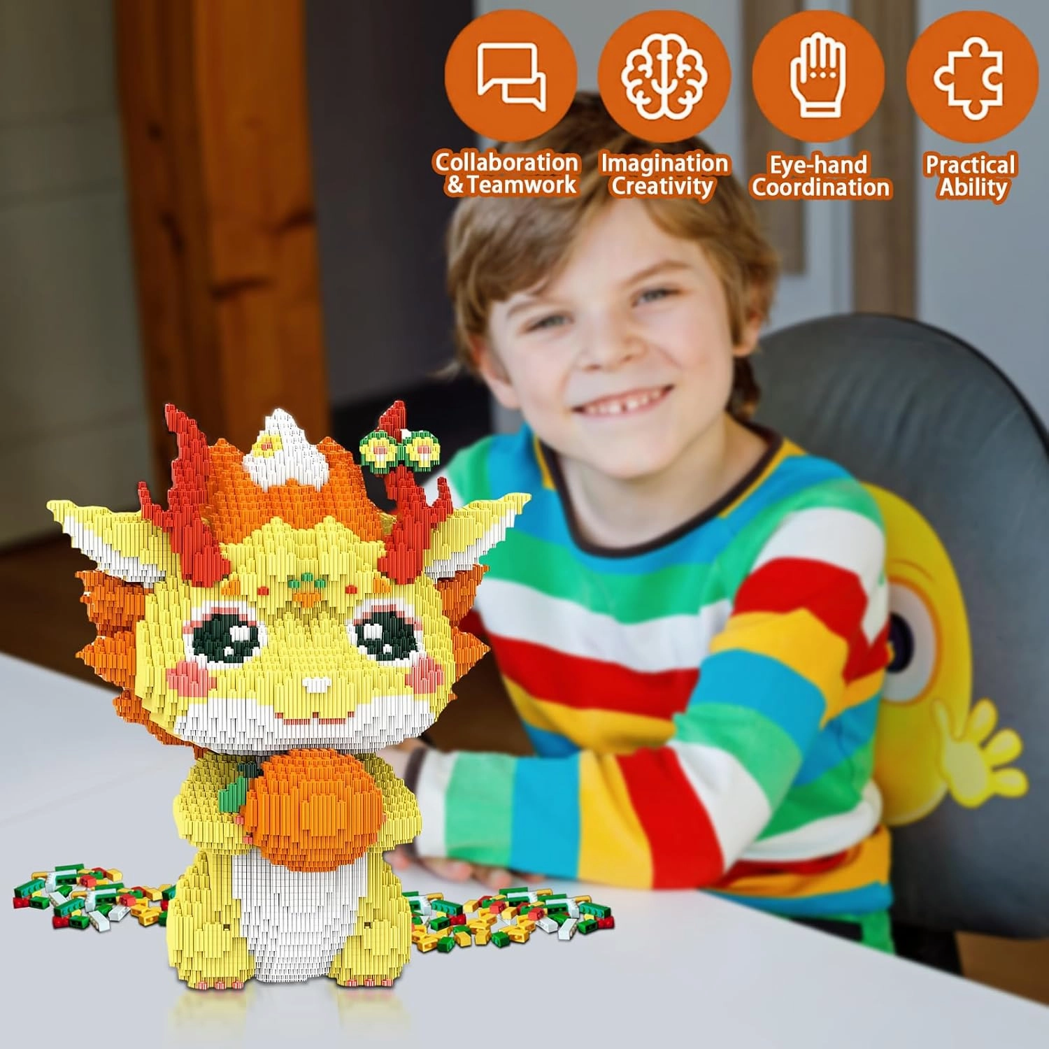 Orange Dragon Animal Mirco Building Block Sets Large Toys Kits Gift for Adults and Kids 8100 Pieces