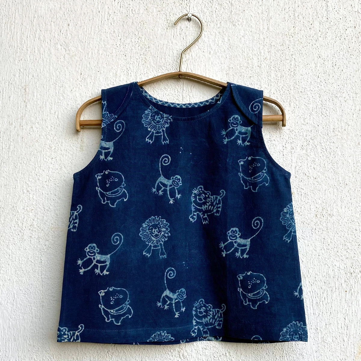 Organic Cotton Unisex Indigo Zoo Jhabla and Indigo Raidana Pajama Pants Set