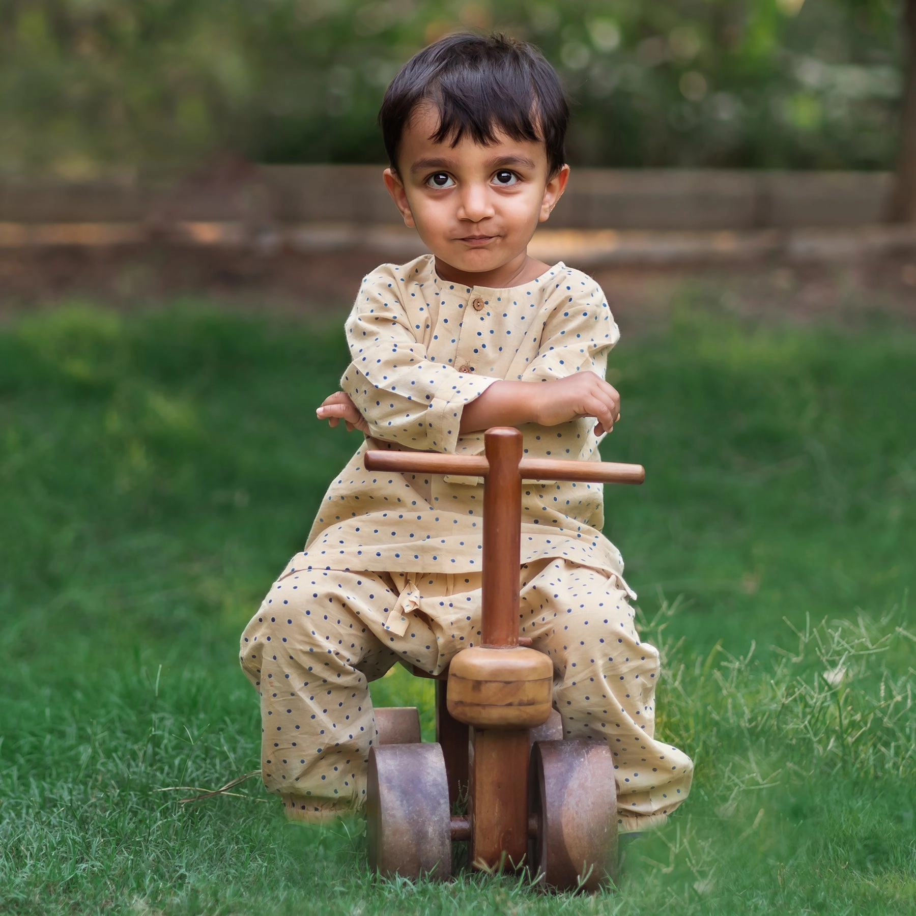 Organic Cotton Unisex Zoo Bag  - Indigo Raidana Kurta   Indigo Checks Kurta with Indigo Raidana Pajama Pants Set