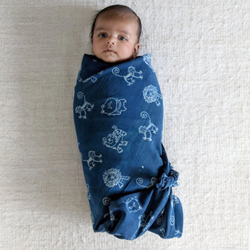 Organic Muslin Swaddle Wrap - Zoo