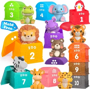 Oriate Animal Toddler Learning Toys, 20Pcs Zoo Animals Sensory Toys for Toddlers 1-3, Counting Animals Color Sorting Montessori for Babies, Birthday Gift Party Favors, Kids Prize Box, 12  Months