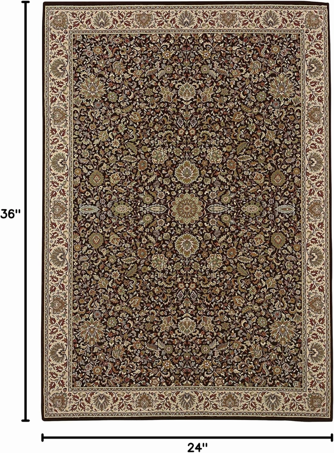 Oriental Weavers Ariana Area Rug - 172D2-2' x 3' - in Brown/Ivory - Vintage Inspired, Stain Resistant, Family and Pet Friendly, Entryway, Bathroom Accent Rug