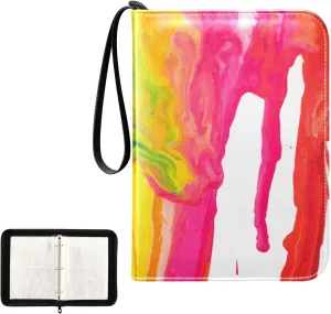 OTVEE Card Binder Colored Paint Dripping Trading Card Album with 50 Removable Sleeves Fits 400 Cards