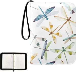 OTVEE Card Binder Colorful Dragonfly Pattern Trading Card Album with 50 Removable Sleeves Fits 400 Cards