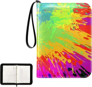 OTVEE Card Binder Rainbow Paint Trading Card Album with 50 Removable Sleeves Fits 400 Cards