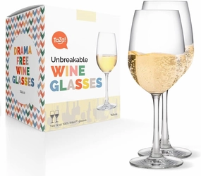 Outdoor White Wine Glasses with Stems 12oz, Set of 2, Unbreakable Tritan Plastic Tumblers, Dishwasher Safe Reusable Drinking Glassware, Travel, Pool, Beach, Camping, Picnic Wine Glasses