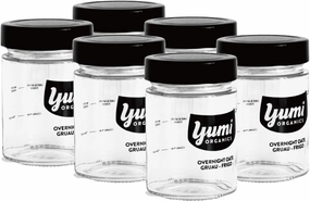 Overnight Oats Glass Containers with Lid (Set of 6) Airtight Leak Proof Oatmeal Container with Lid, Multi-Purpose Reusable On The Go Cups Salads Yogurt Cereal Milk