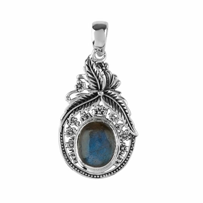 Oxidized Solid 925 Sterling Silver Pendant, Natural Labradorite Gemstone Cabochon Bezel Pendant, Designer Bohemian Handmade Elegant Jewelry Minimalist Christmas Gifts