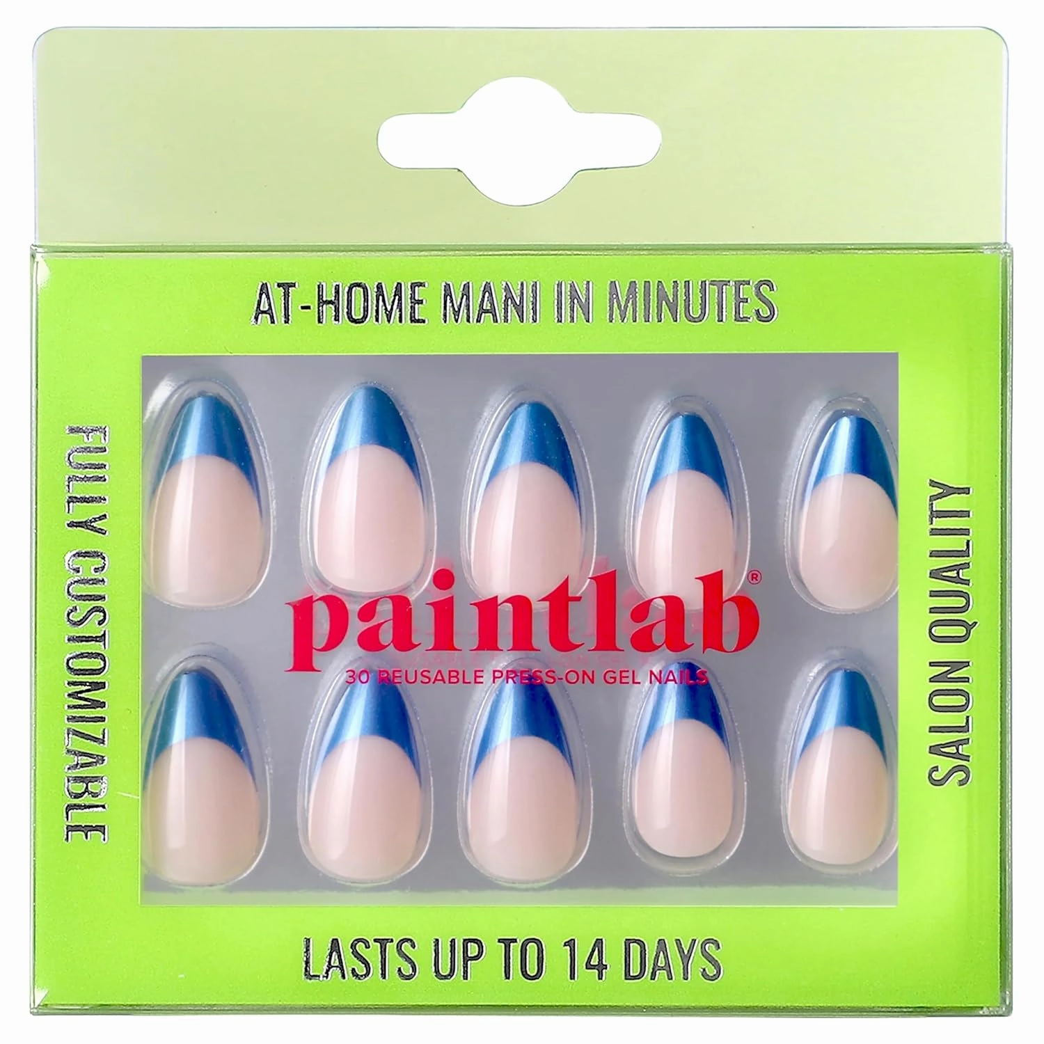 PaintLab Press-On Nails Manicure Kit, Bold Tips, 30-Piece Set, Long-Lasting Fake Nails with Glue, File, Prep Pad & Cuticle Stick