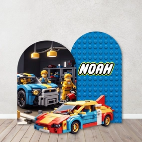 Party Backdrops, Background in Foam Board,  Building Brick  Decor for Birthdays,Building Blocks Heads. Items sold Separately