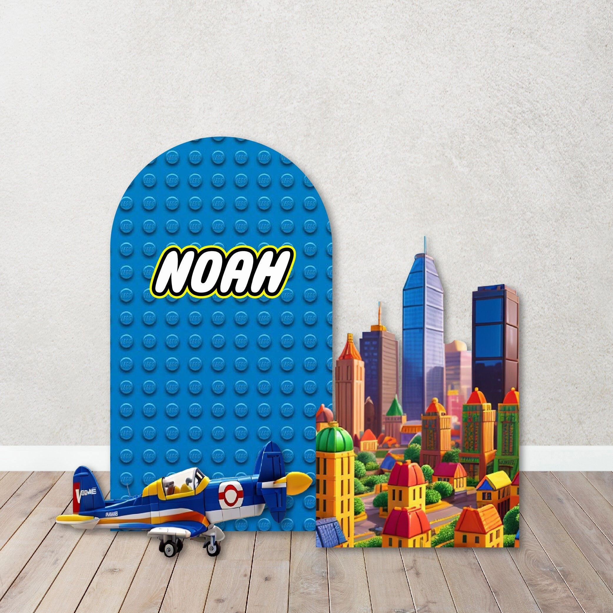 Party Backdrops, Background in Foam Board,  Building Brick  Decor for Birthdays,Building Blocks Heads. Items sold Separately