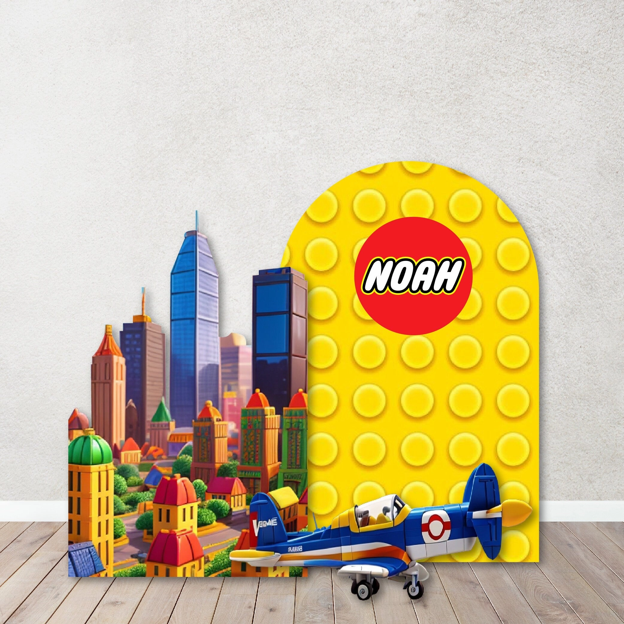 Party Backdrops, Background in Foam Board,  Building Brick  Decor for Birthdays,Building Blocks Heads. Items sold Separately