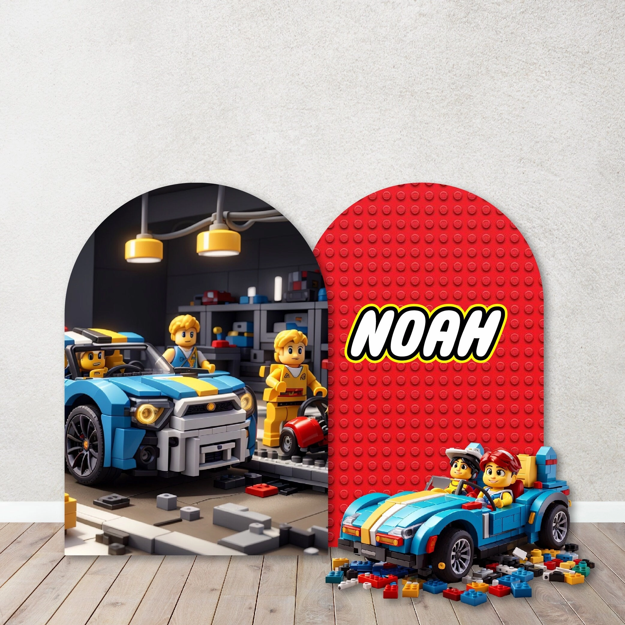 Party Backdrops, Background in Foam Board,  Building Brick  Decor for Birthdays,Building Blocks Heads. Items sold Separately