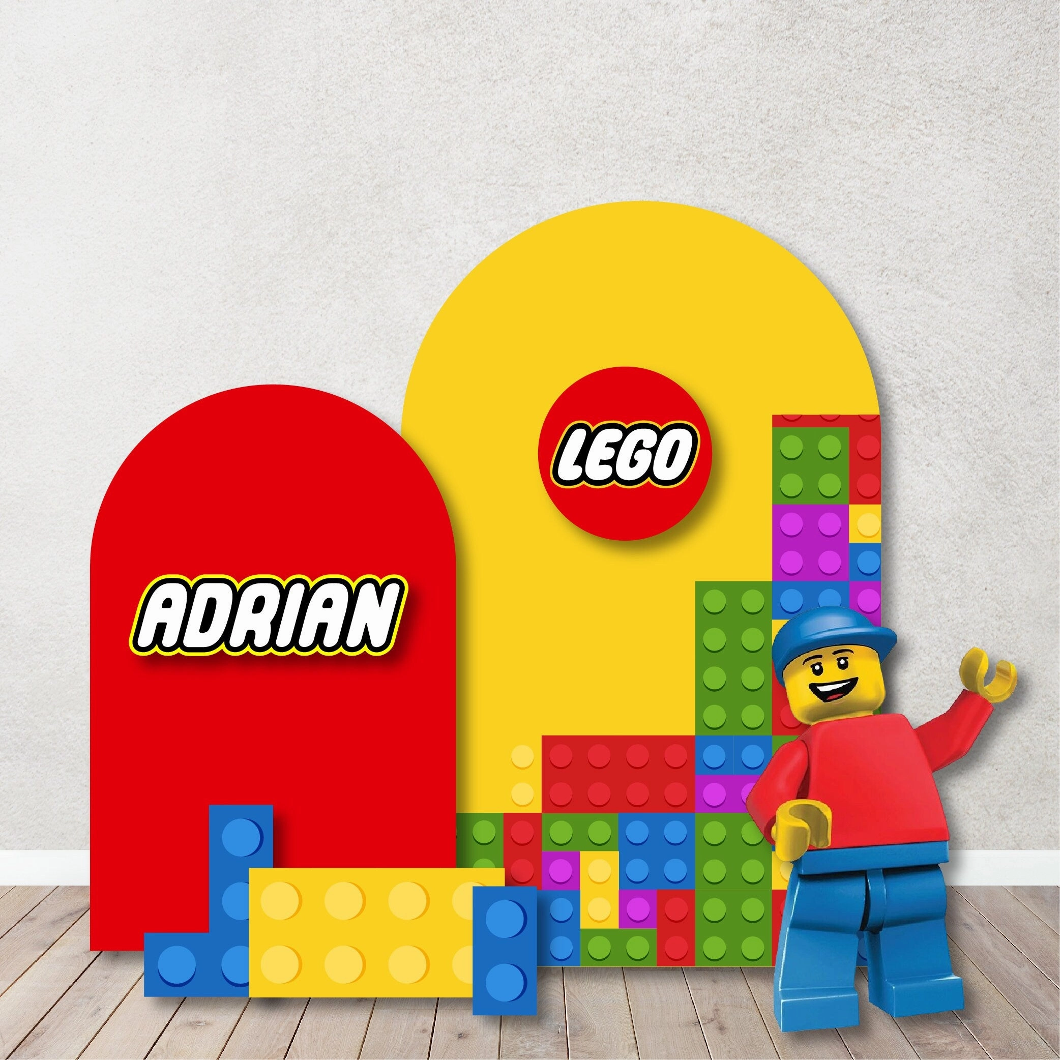 Party Backdrops, Background in Foam Board, Building Brick  Decorations for Birthdays,Building Blocks Heads Theme party.Items sold Separately