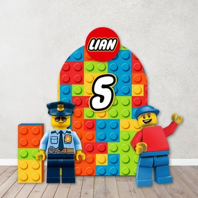 Party Backdrops, Background in Foam Board, Building Brick  Decorations for Birthdays,Building Blocks Heads Theme party.Items sold Separately