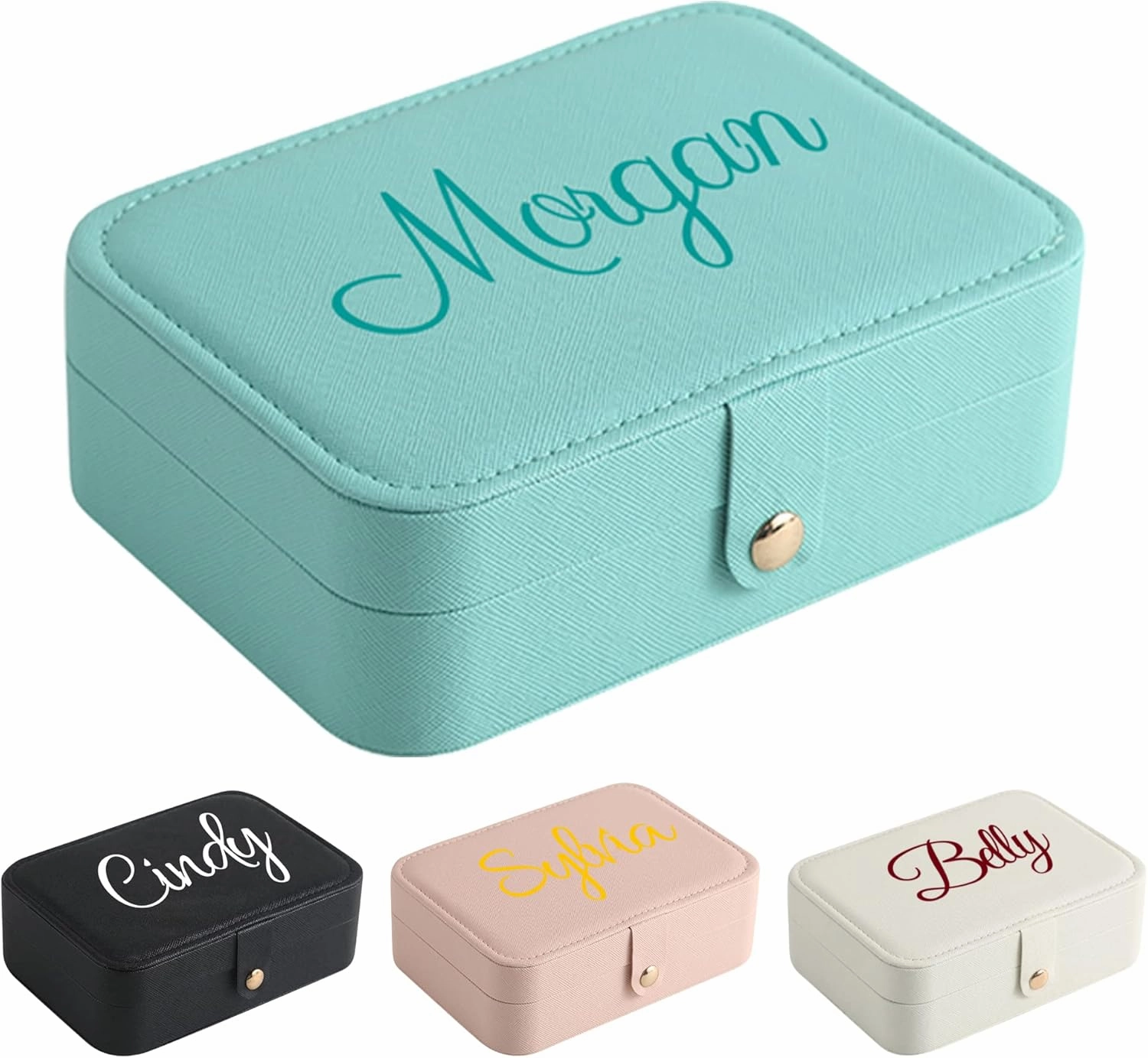 Personalized Leather Jewelry Box with Name Custom Travel Jewelry Case Small Jewelry Organizer Gifts for Women Girl Bridesmaid