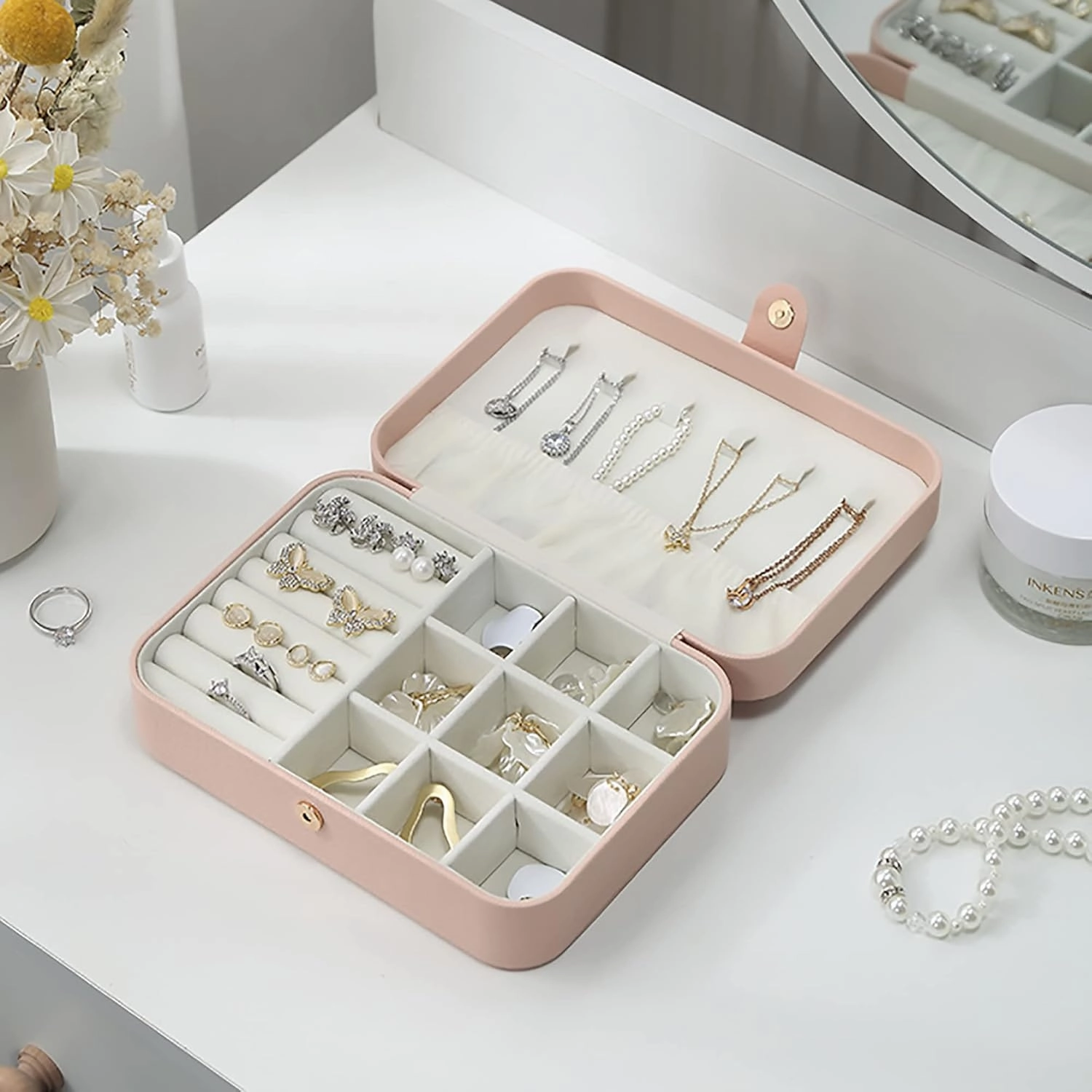 Personalized Leather Jewelry Box with Name Custom Travel Jewelry Case Small Jewelry Organizer Gifts for Women Girl Bridesmaid