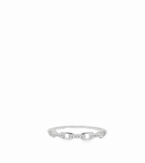 Petite Pave Paperclip Sterling Silver Ring