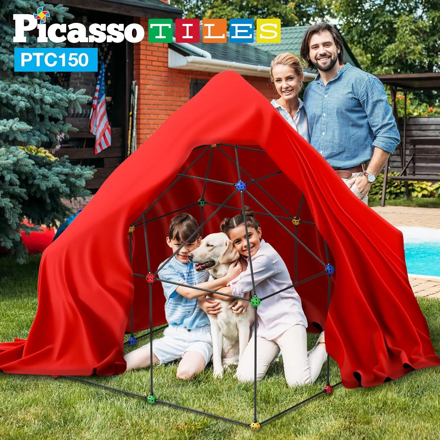 PicassoTiles Indoor Outdoor Tunnel Tent