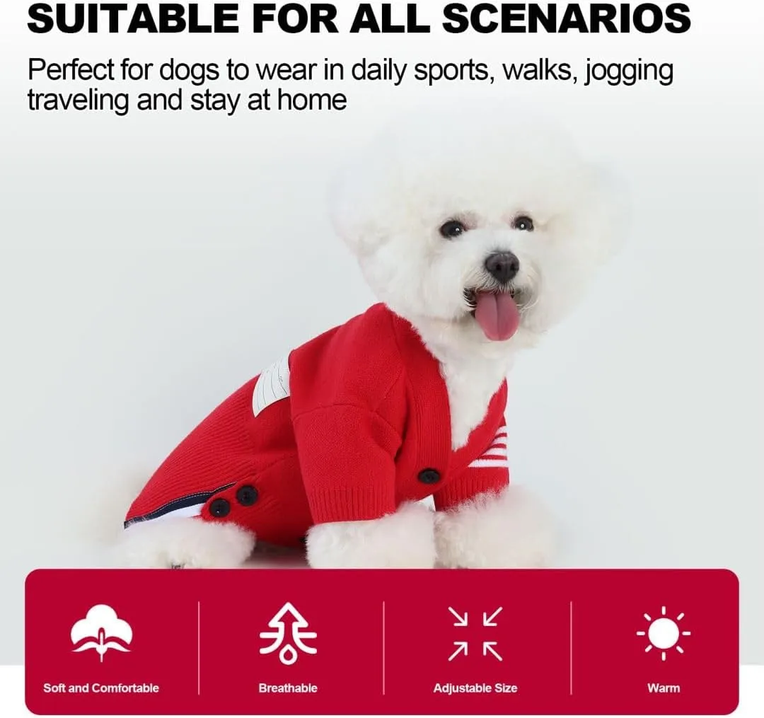 PINA Dog Sweater, Dog Cardigan Sweater, Knitted Dog Sweater Classic Warm Windproof, Puppy Sweater Winter Clothes for Small Medium Large Dogs