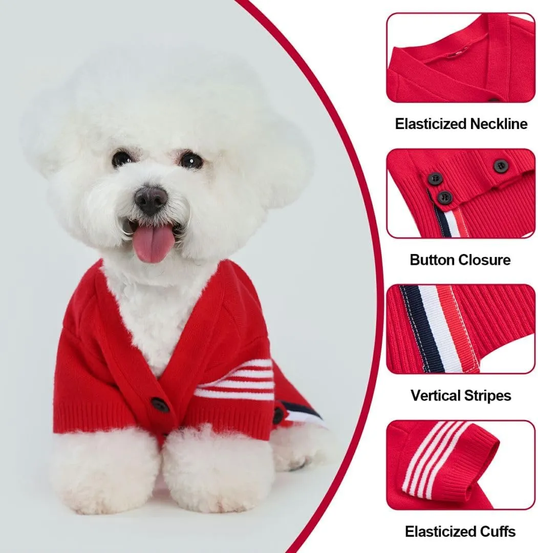 PINA Dog Sweater, Dog Cardigan Sweater, Knitted Dog Sweater Classic Warm Windproof, Puppy Sweater Winter Clothes for Small Medium Large Dogs