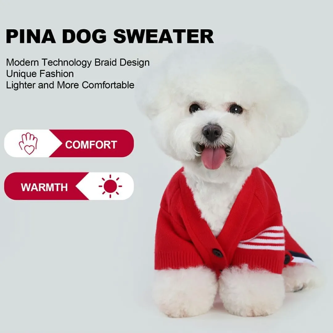 PINA Dog Sweater, Dog Cardigan Sweater, Knitted Dog Sweater Classic Warm Windproof, Puppy Sweater Winter Clothes for Small Medium Large Dogs