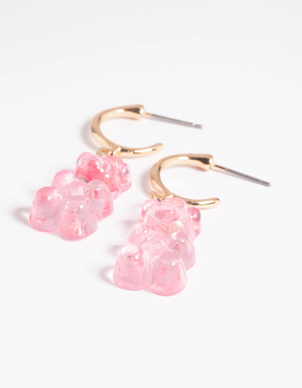 Pink Cute Bear Huggie Hoop Earrings