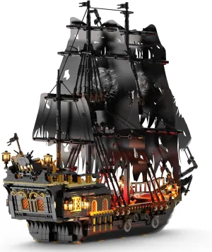 Pirate Ship Model Building Set for Adults Boys Girls, Black Pearl Ship Model with Light, Sail Boat Construction Toys, Collectible Display Home Office Decor, Birthday Gifts（1713 Pieces）
