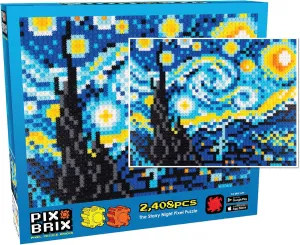 Pix Brix Pixel Art Puzzle Bricks - Starry Night Pixel Puzzle - Patented Colorful Building Bricks, Create 2D and 3D Builds Without Water, Iron or Glue - Stem Toys for Adults and Kids