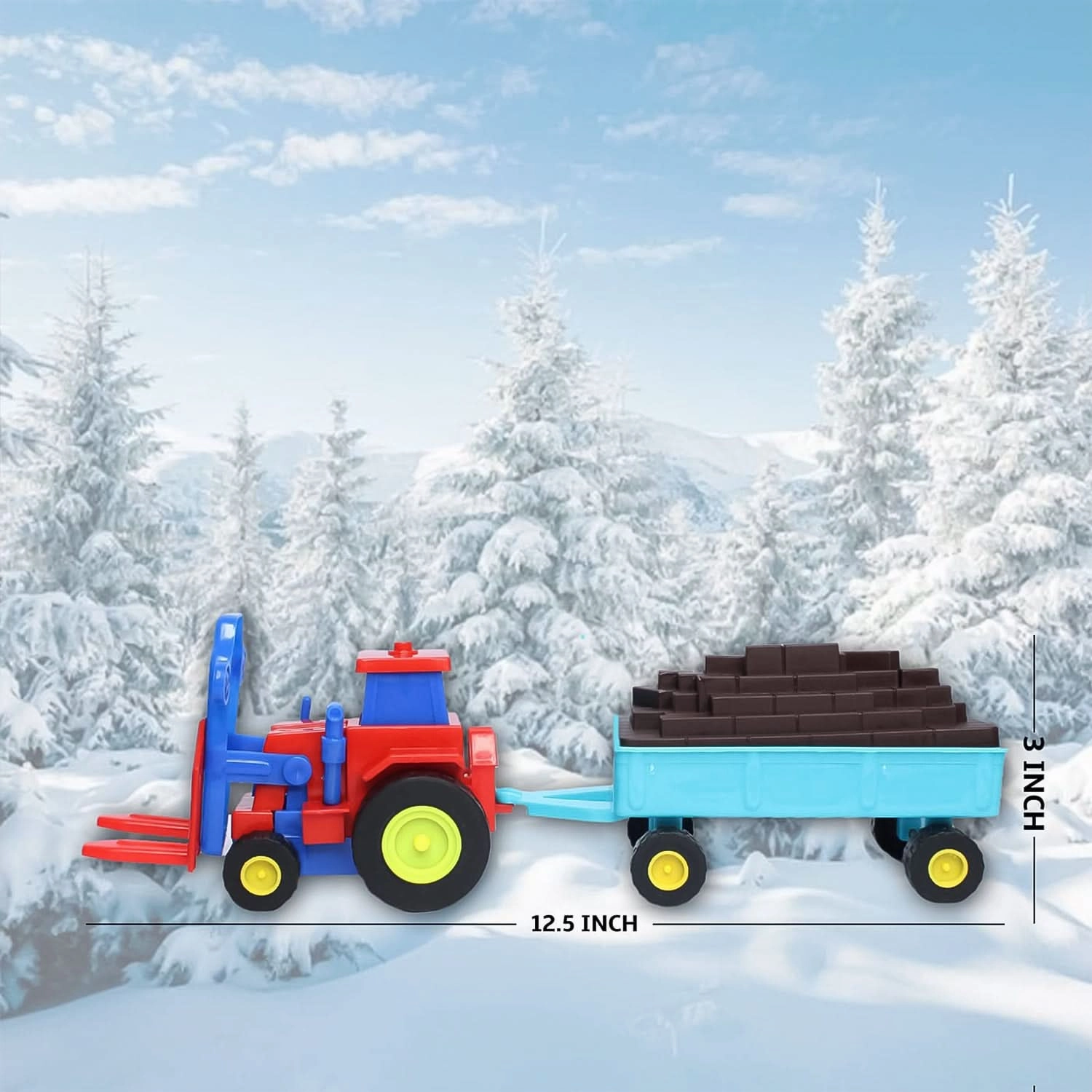 Plastic Friction-Powered Tractor Toy with Bricks Trolley – 1 Pc