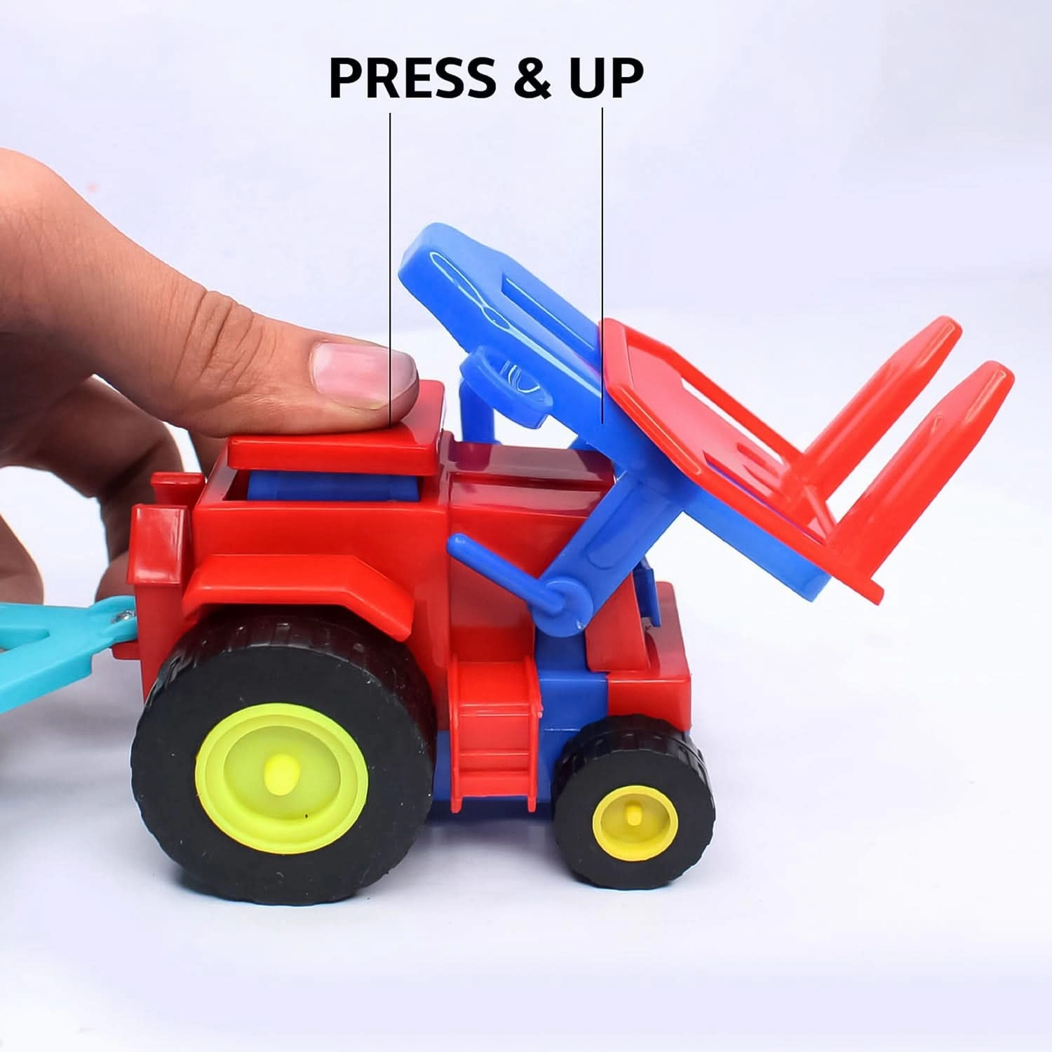 Plastic Friction-Powered Tractor Toy with Bricks Trolley – 1 Pc