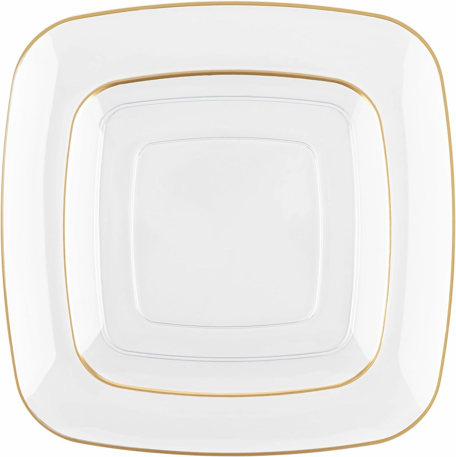 PLASTICPRO Square Clear Plastic Organic Design Party Plates includes 16 7.25'' & 16 10'' Premium heavyweight Elegant Disposable Tableware Dishes
