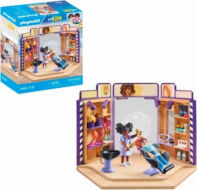 Playmobil 71535 Hair Salon - Includes Two Characters, Barber Chair with Headrest, Mirror and Accessories - MyLife - from 5 Years