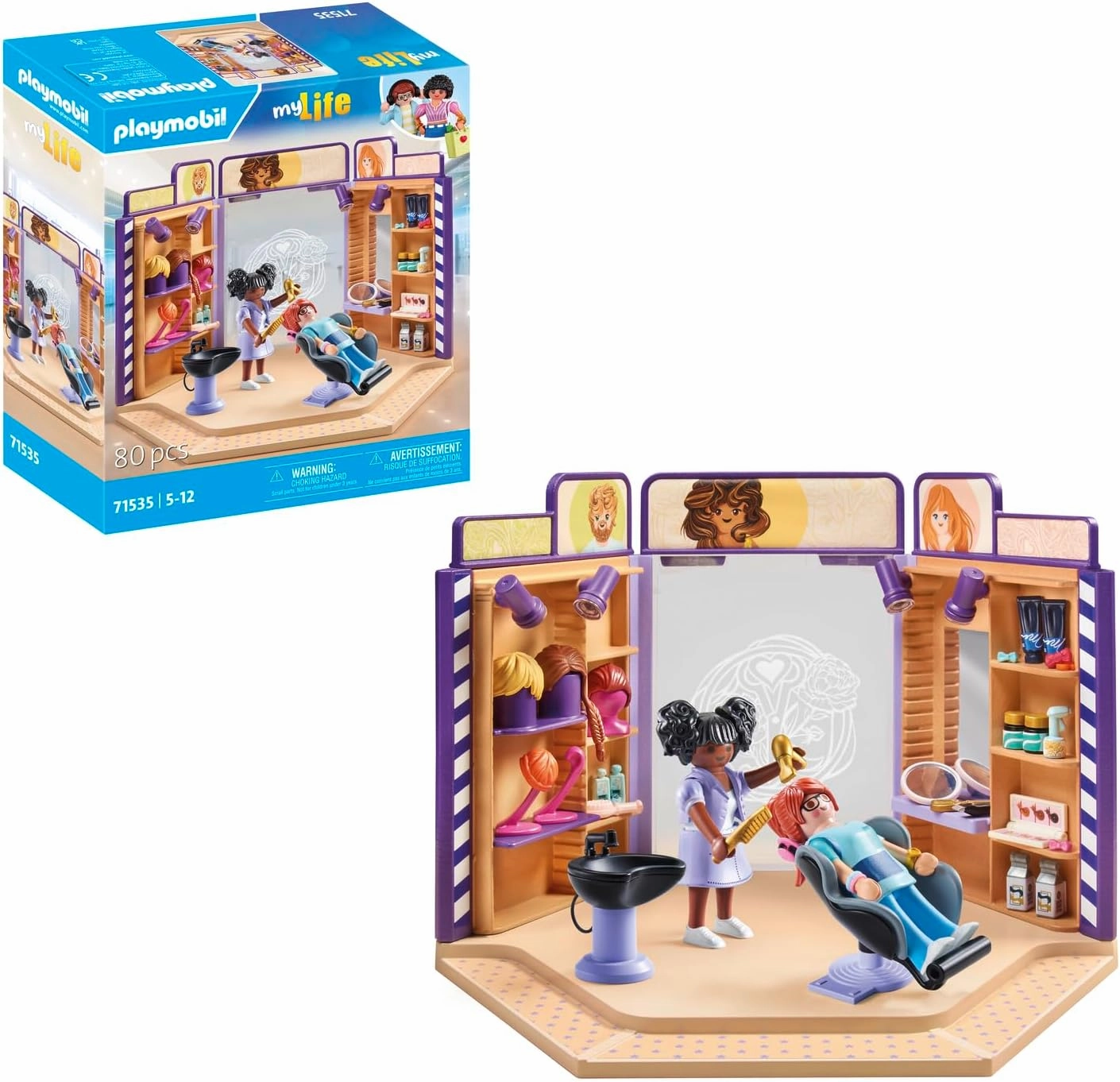 Playmobil 71535 Hair Salon - Includes Two Characters, Barber Chair with Headrest, Mirror and Accessories - MyLife - from 5 Years