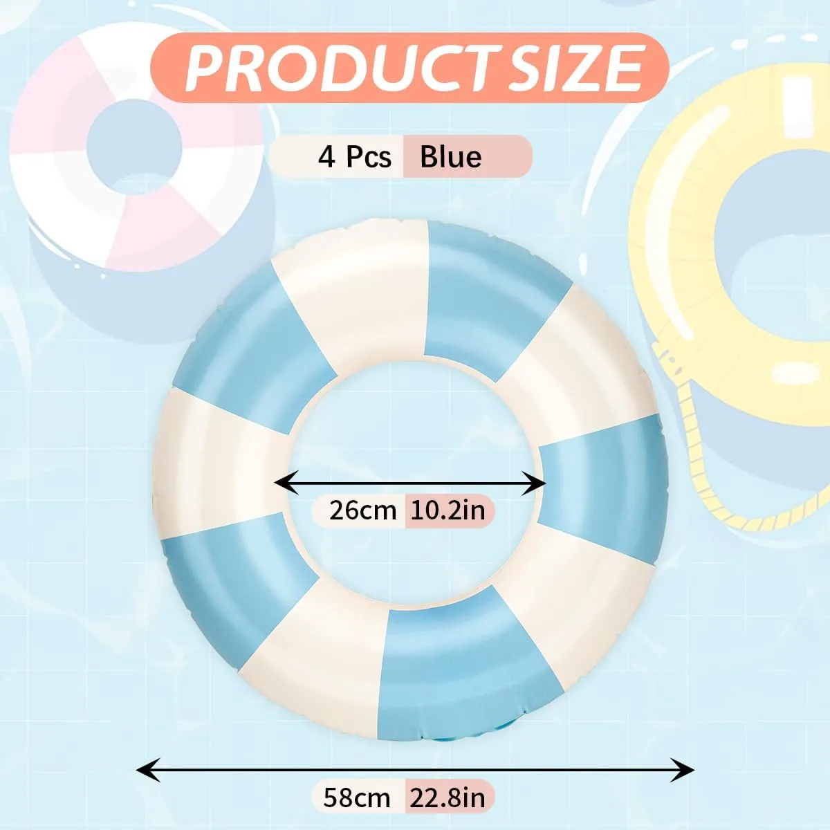 Pool Floats Kids, 2 Pack Pool Tubes, Inflatable Swim Rings, Round Portable Floaties for Kids, Cute Swimming Floats for Girls Boys Pool Beach Lake Summer Party Supplies