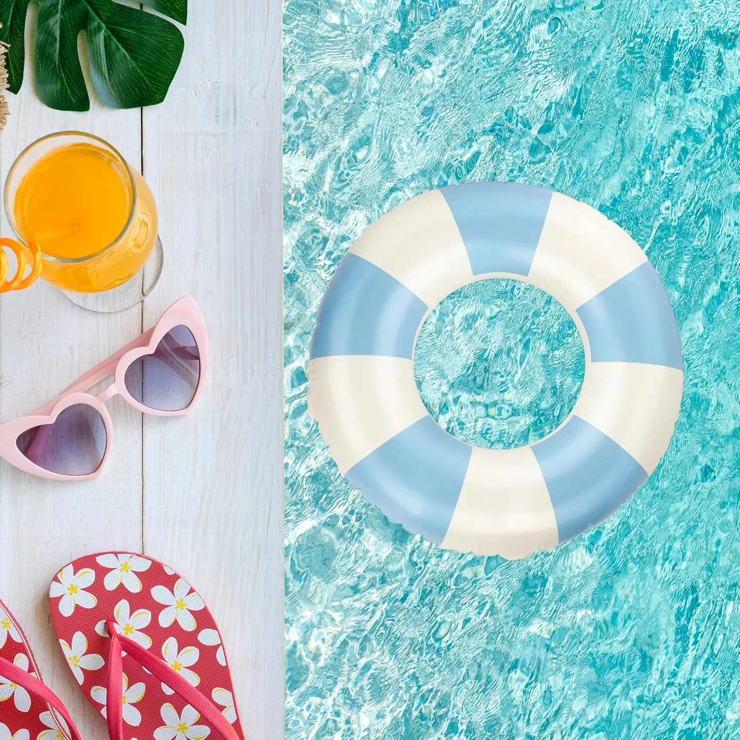 Pool Floats Kids, 2 Pack Pool Tubes, Inflatable Swim Rings, Round Portable Floaties for Kids, Cute Swimming Floats for Girls Boys Pool Beach Lake Summer Party Supplies