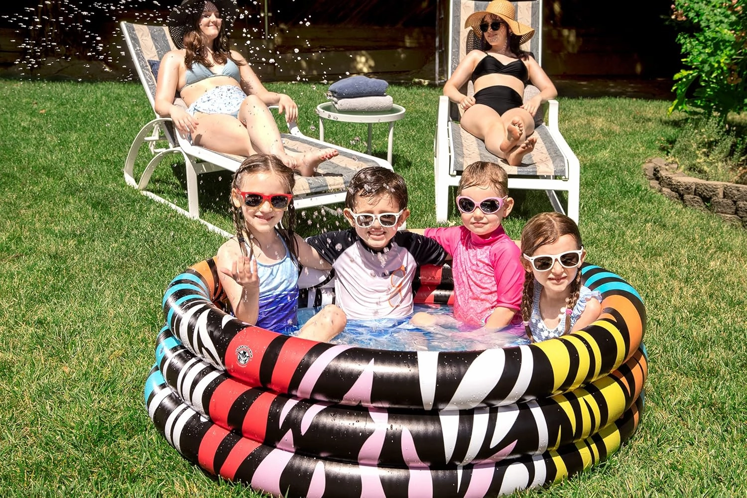 Poolmaster Inflatable Swimming Pool Kiddie Pool, Rainbow Zebra