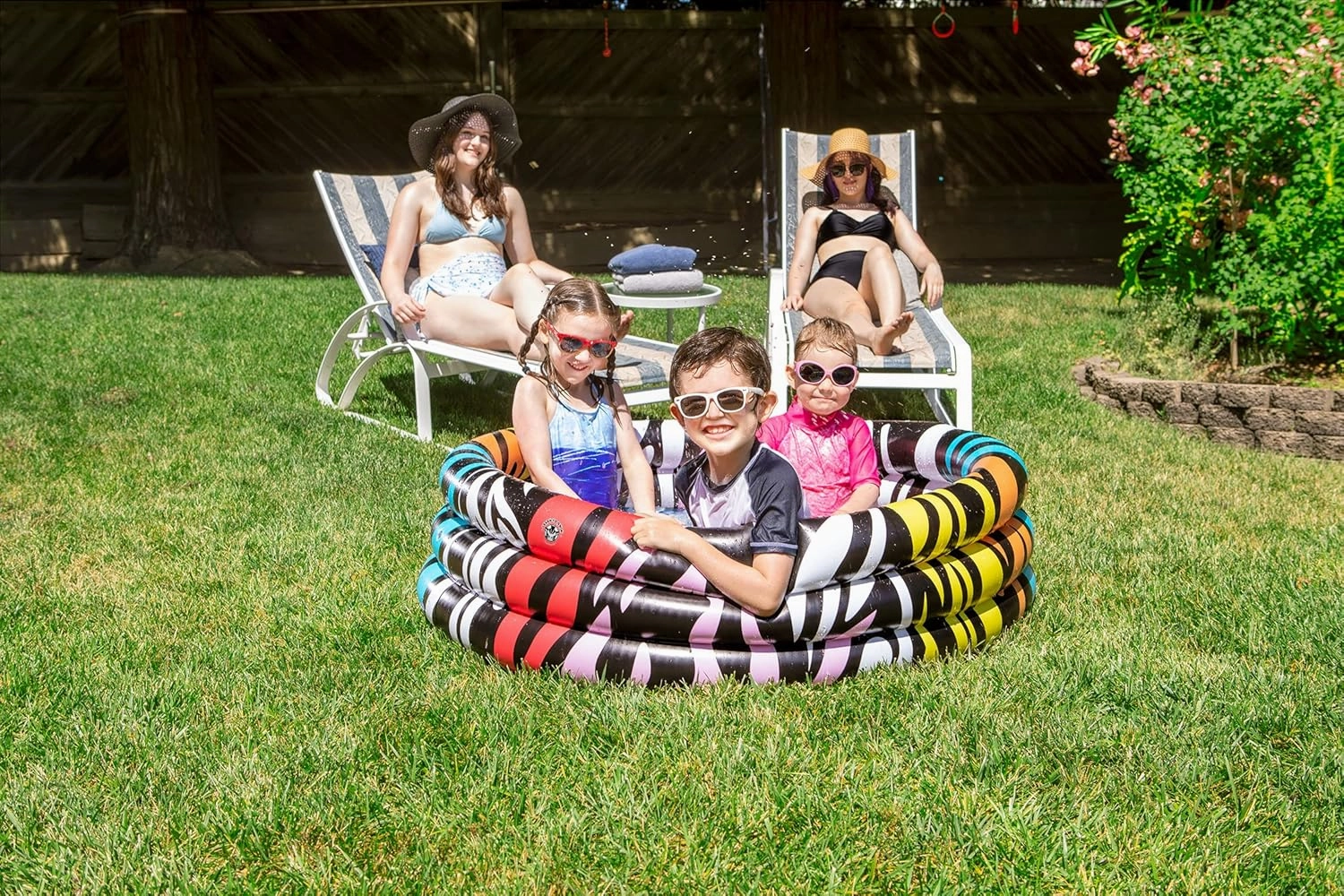Poolmaster Inflatable Swimming Pool Kiddie Pool, Rainbow Zebra