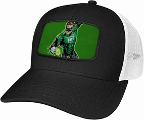 Popfunk Official Green Lantern Character Pattern Sublimated Patch Adjustable Snapback Cotton Twill Trucker Hat - Unisex for Men and Women, Black