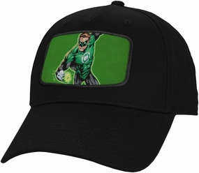 Popfunk Official Green Lantern Character Pattern Sublimated Patch Adjustable Strapback 5 Panel Structured Hat - Unisex for Men and Women, Black